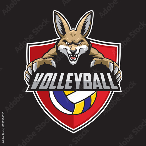 volleyball club logo kangaroo vector illustration design