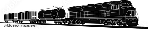 Silhouette of a Freight Train Convoy eps 10 .