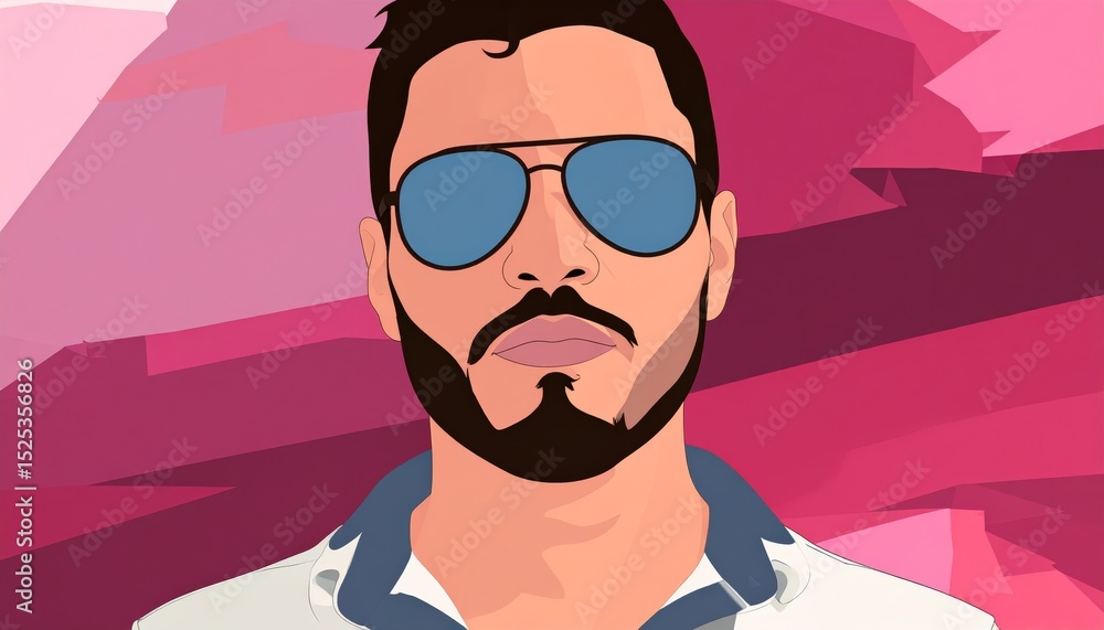 Fototapeta premium abstract illustration of a man with sunglasses, vibrant colors