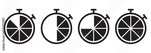 Timers icon set. Countdown timer symbol. Timer. Stopwatch collection - stock vector.