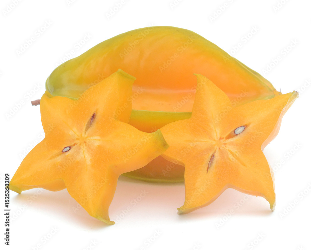 Fototapeta premium Close-up of star fruits against white background,France
