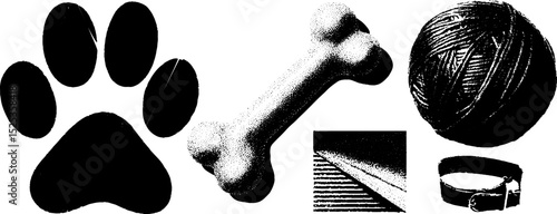 Minimalist pet design with engraving and stippling techniques for posters or prints