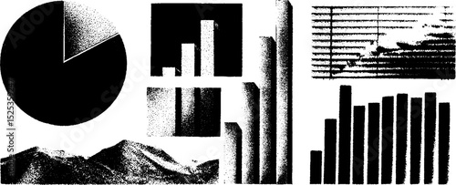 Minimalist engraving with stippling and halftone texture featuring geometric elements