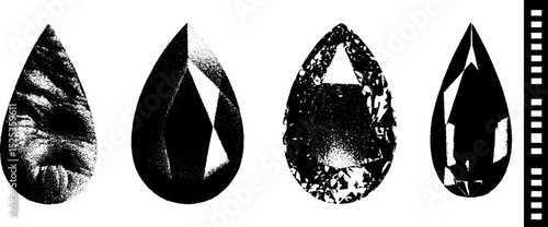 Intricate minimalist textured gemstones in stippling and halftone design