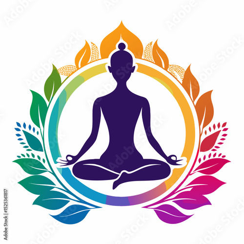 meditation yoga silhouette vector logo icon clipart on withe background
