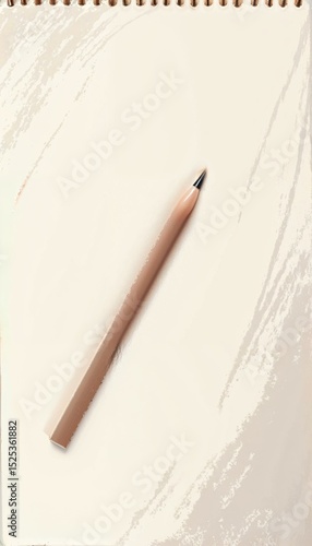 lank sketchbook with a pencil resting on the page ready for drawing or writing
