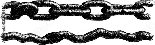 Vintage engraving of chain with stippling and halftone texture for decorative design