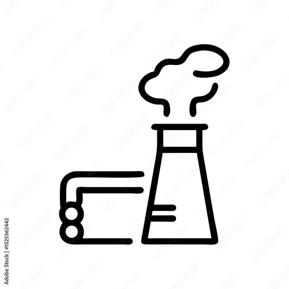 Factory chimney with steam in industrial style illustration Factory chimney with steam in industrial style illustration