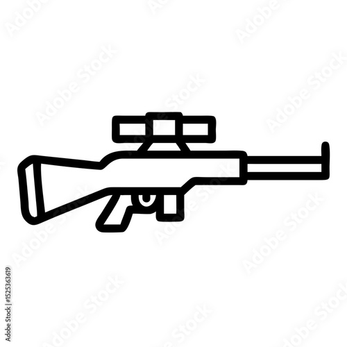 Outline of a rifle with an optical sight for targeting  