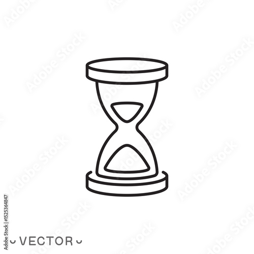 hourglass line icon, hourglass concept thin line symbol isolated on white background, editable stroke eps 10 vector illustration