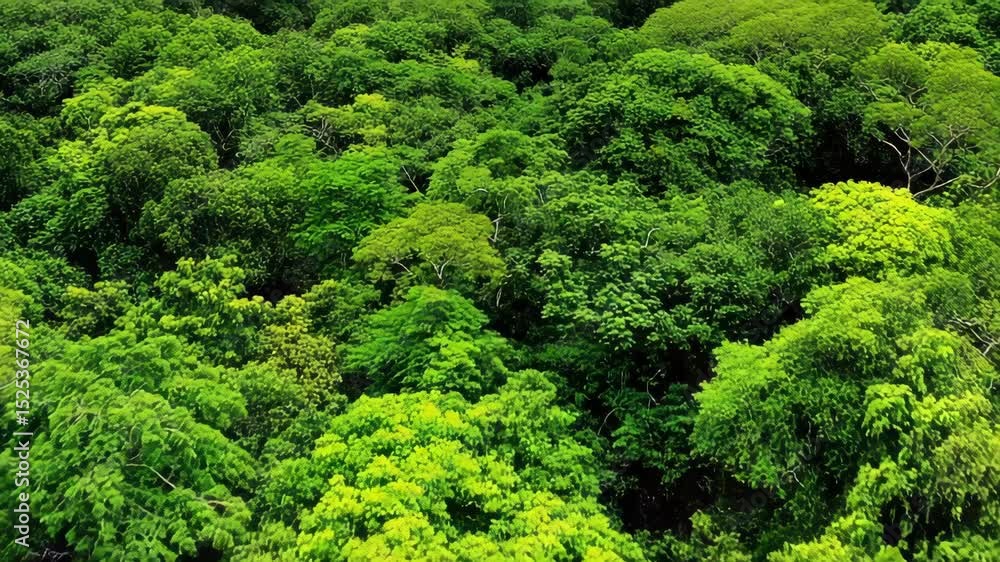 Lush green forest canopy view from above Lush green forest canopy view from above