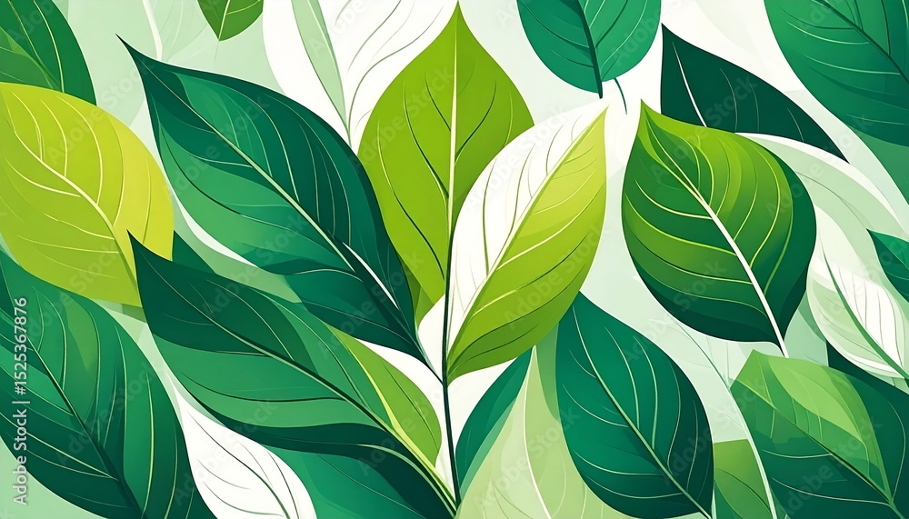 Obraz premium abstract illustration of ecological and healthy life; creative concept with green leaves