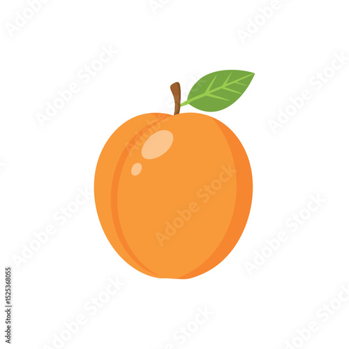Bright Orange Illustration with Leaf , Minimalist Fruit Art for Design.