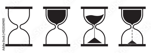 Hourglass icon set. Sandglass icons on transparent background. Vector illustration. EPS 10.