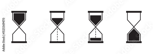 Hourglass icon set. Sandglass icons on transparent background. Vector illustration. EPS 10.