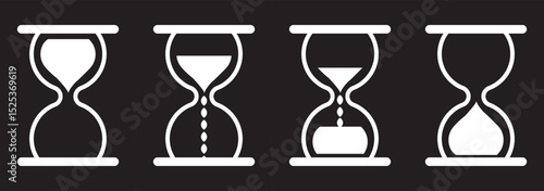 Collection of hourglass icons. Symbol of time, waiting or loading. Isolated vector illustration on white background.