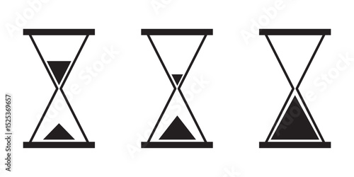 Collection of hourglass icons. Symbol of time, waiting or loading. Isolated vector illustration on white background.