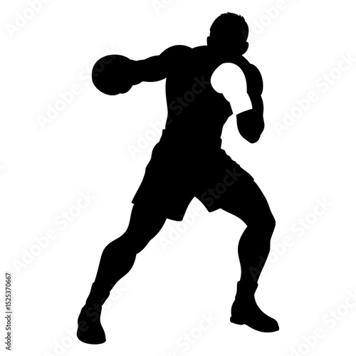 Boxing sport silhouette. Vector image