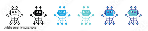 robot icon set. containing embodying the playful spirit of artificial intelligence and robotics, icon thin line and color style symbol sign for your app and web. vector illustration