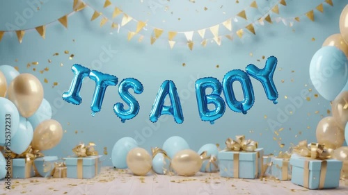 Loop Video of the Blue foil balloon letters spelling 