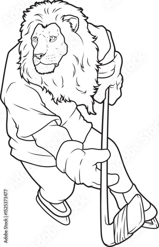 Photography Lion Ice hockey Ice hockey stick Animal Vector Graphic Art Illustration