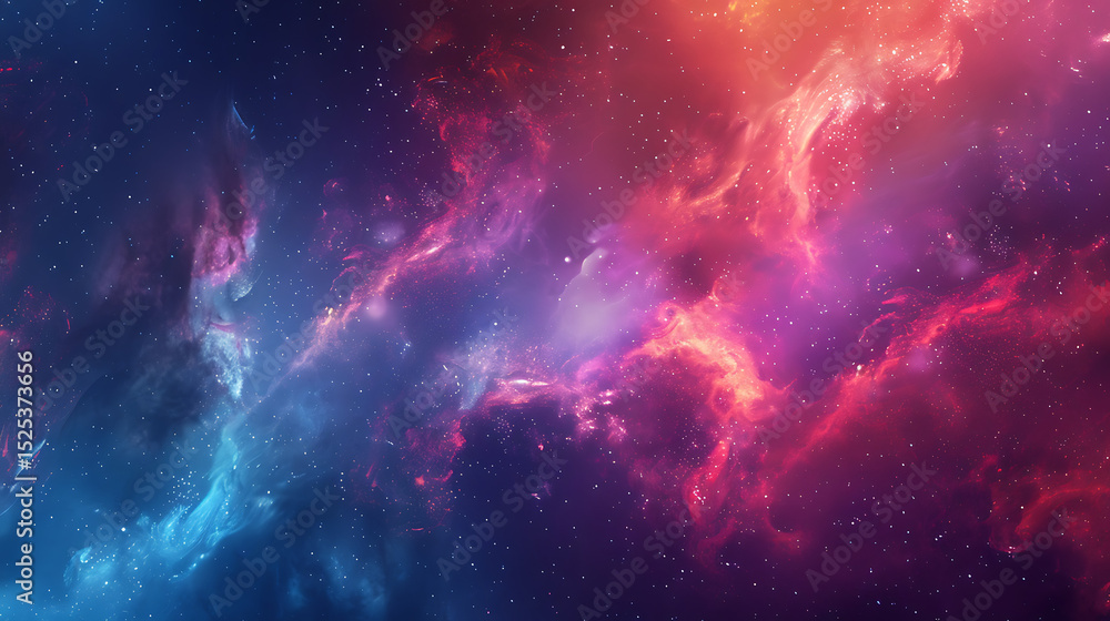 Fototapeta premium A vibrant and colorful nebula swirls through the vast expanse of space, showcasing a stunning display of cosmic beauty and celestial wonder with countless stars