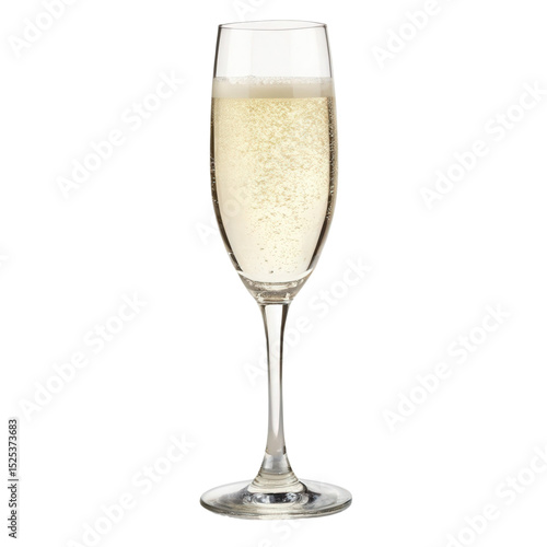Champagne glass filled with sparkling liquid on a white background perfect for celebrations and special moments
