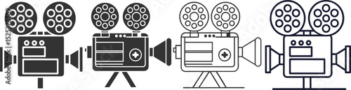 Silhouette Movie Projector Flat Illustration in Simple Minimalist Style