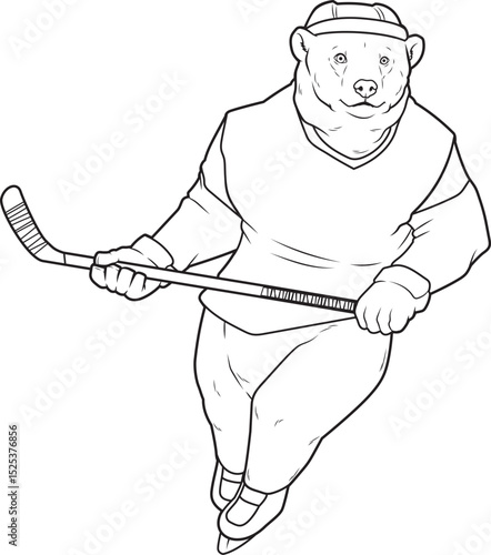 Photography Polar bear Ice hockey Ice hockey stick Animal Vector Graphic Art Illustration