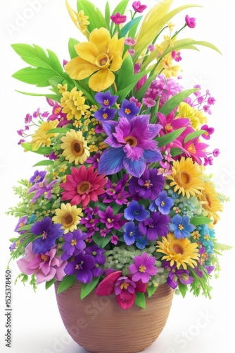 Wallpaper Mural Vibrant colorful flower arrangement in a brown pot Torontodigital.ca