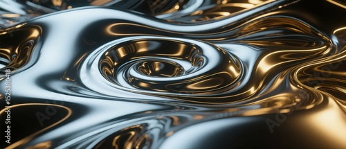 Shiny Metallic Surface with Wavy Patterns and Reflections