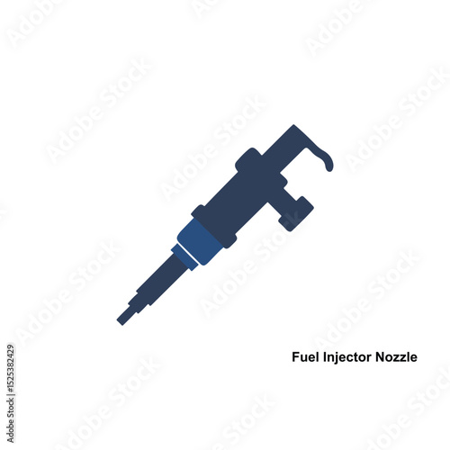 Fuel Injector Nozzle icon Silhouette Precision Automotive Fuel Delivery System Isolated Vector Illustration.