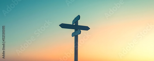 Crossroad signpost with Past and Future directions against a clear sky, symbolizing decision making, time progression, and life choices