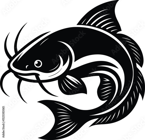 Catfish silhouette vector illustration isolated on a white background