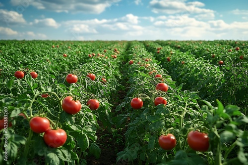 Morning View Of Tomato Field Bloom high resolution picture