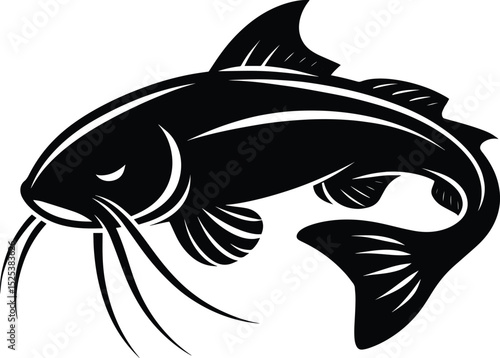 Catfish silhouette vector illustration isolated on a white background