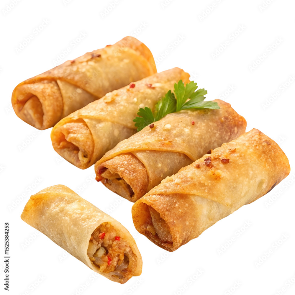 Fried Chinese Spring Rolls on Transparent Background Fried Chinese Spring Rolls on Transparent Background