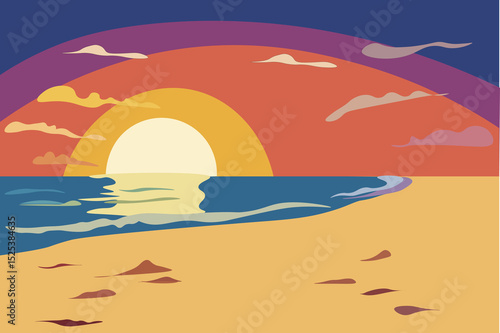 bright summer sunset over the sea