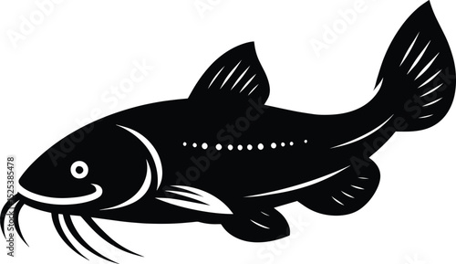 Catfish silhouette vector illustration isolated on a white background