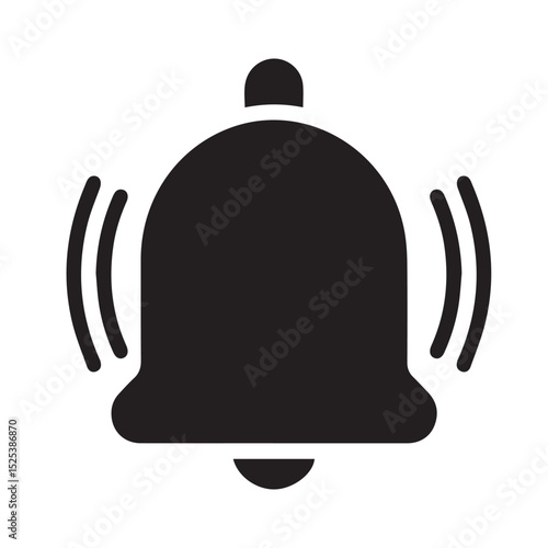 Bell icon with sound waves, perfect for notifications and alert design projects