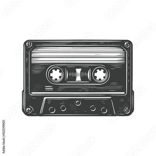 Hand Drawn Retro Vintage Cassette Tape Illustration