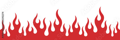 Vibrant Red Flames Border Design on White Background Perfect for Graphic Elements and Creative Projects with a Fiery and Energetic Visual Appeal red