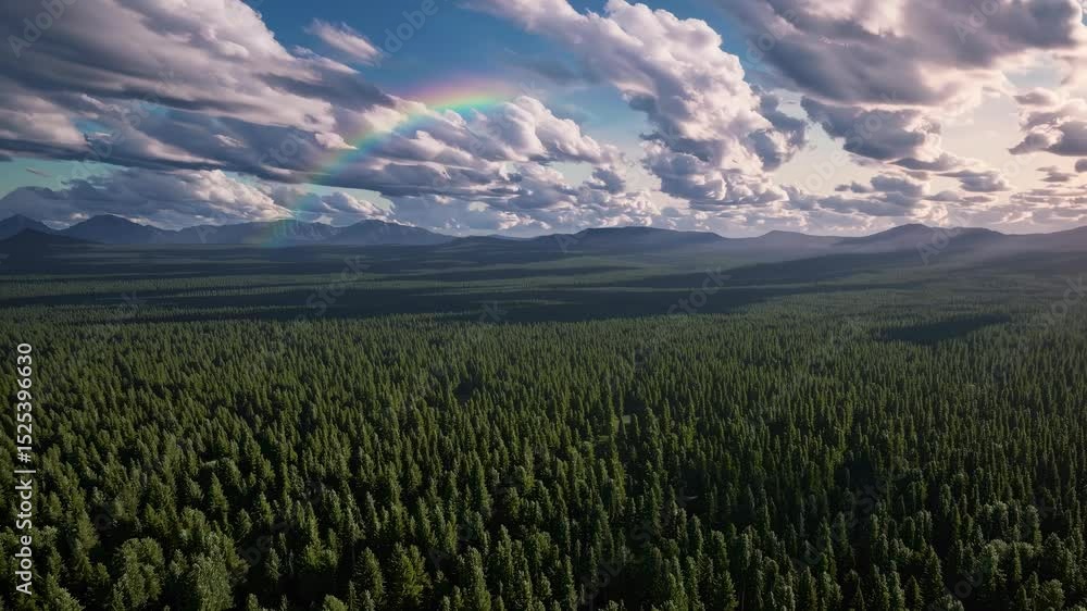 Majestic Rainbow Over Forest Landscape Majestic Rainbow Over Forest Landscape
