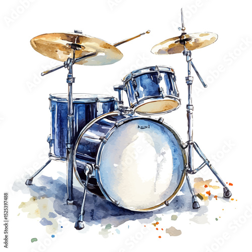 watercolor vector of Electronic Drum, high quality, isolated on a white background.