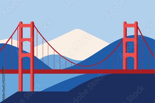 Iconic golden gate bridge minimalist landscape