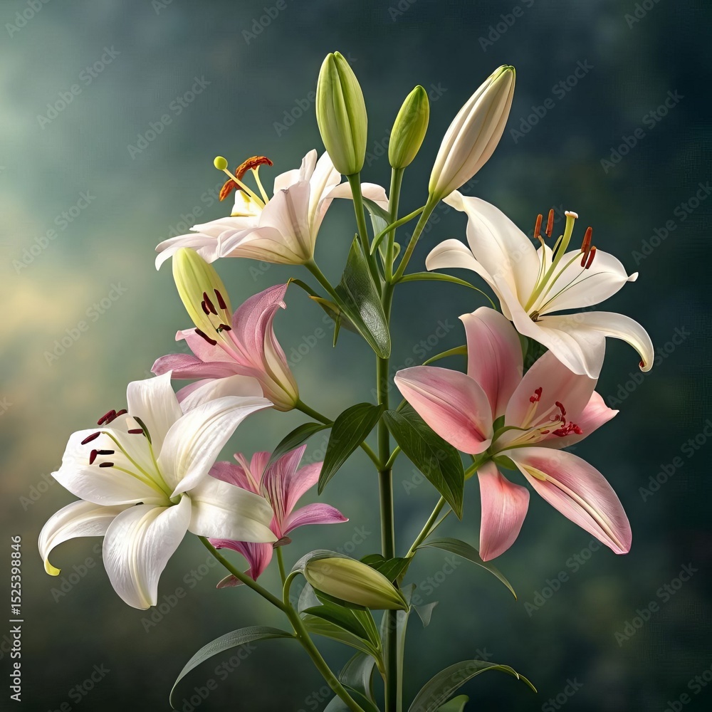 Fototapeta premium Grace in Bloom: The Timeless Elegance of White Lilies.