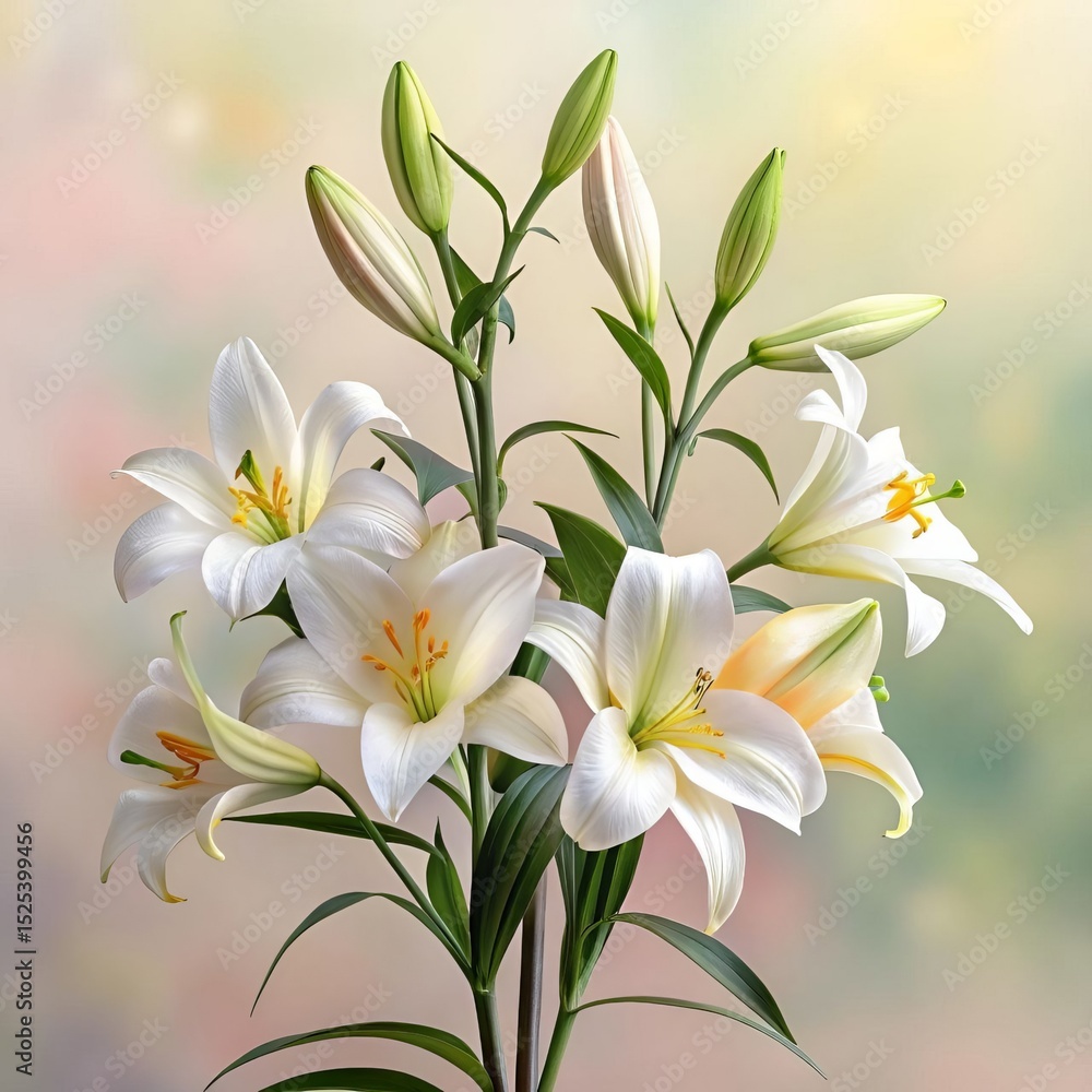 Naklejka premium Grace in Bloom: The Timeless Elegance of White Lilies.