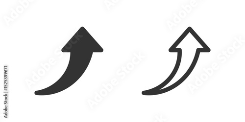 Curved up arrow icon set. Suitable for user interfaces, reloading, and circular flows. Symbol of refresh, reload, and circular path.