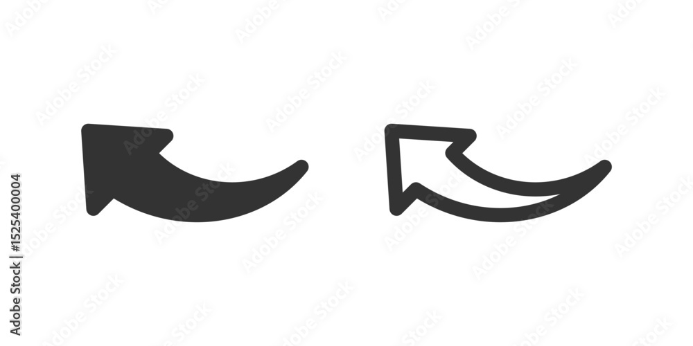 Fototapeta premium Curved left up arrow icon set. Suitable for navigation, user interface elements, and data flow indicators. Symbol of return, refresh, and diagonal direction.