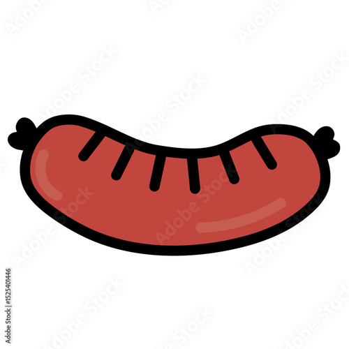 Flat vector of a hotdog with mustard in a bun. Cartoon-style food icon suitable for menu design, snack branding, or fast food packaging.